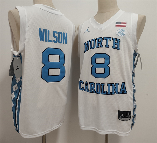 Men's North Carolina Tar Heels #8 Caleb Wilson White Limited College Stitched Jersey